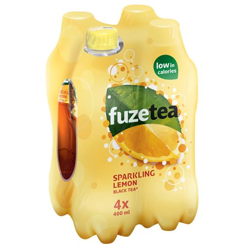 Fuze Tea Sparkling Lemon – Black Tea – 4 x 40cl – PET Flesjes – Bruisend