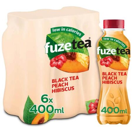 Fuze Tea Peach & Hibiscus Black Tea – 6 x 40cl – PET Flesjes – Perzik & Hibiscus - 6-Pack