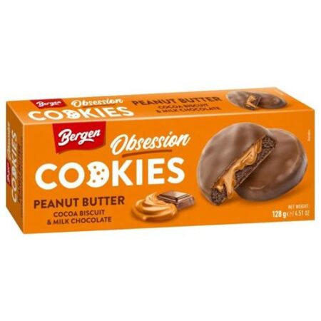 bergen cookies peanut butter cocoa milk chocolate 128g