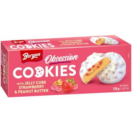 Bergen Cookies Jelly Cube Strawberry & Peanut Butter 128g