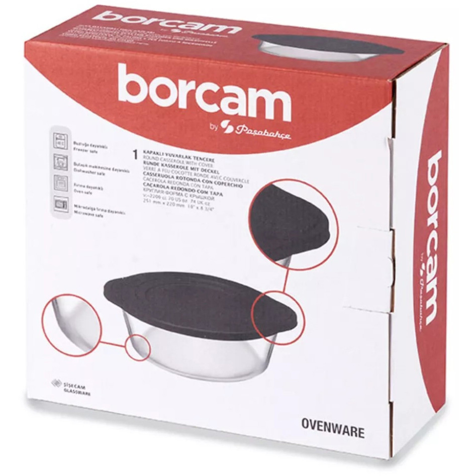 Borcam Ovenschaal Rond met Deksel 2100 ml – Glas - Afbeelding 2