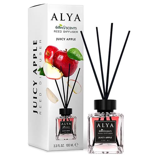 Alya Geurstokjes Juicy Apple 100ml met zwarte stokjes en appelgeur