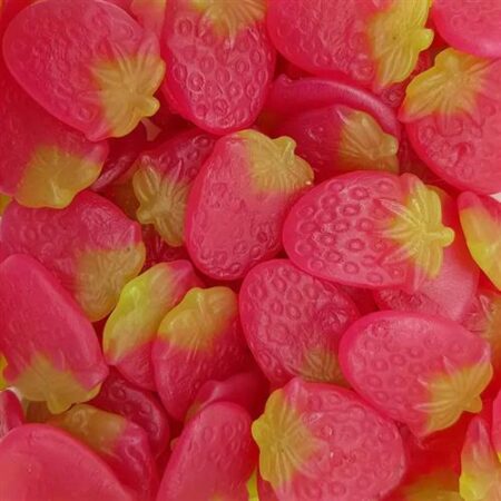 Frisia Strawberries vegan aardbei snoepjes in roze en gele kleuren 1,5kg
