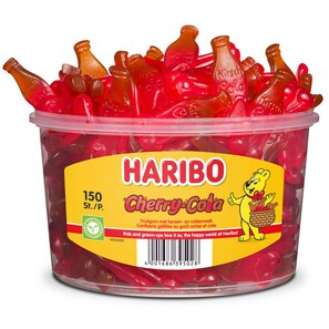 Haribo Cherry-Cola 1,350kg – Fruitgom Snoepjes Met Kersen - En Colasmaak In Hersluitbare Pot – 150 Stuks – Bulk Snoep