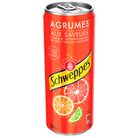 Schweppes Agrum 33cl blik citrus frisdrank met sinaasappel citroen limoen en mandarijn