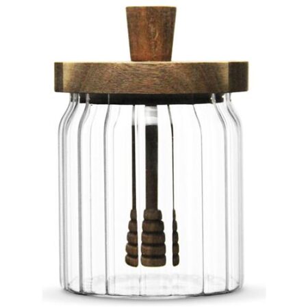 Livenza Glazen Honingpot Linea Met Houten Deksel 500ml