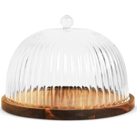 Livenza Houten Serveerschaal Linea met Glazen deksel Ø22cm