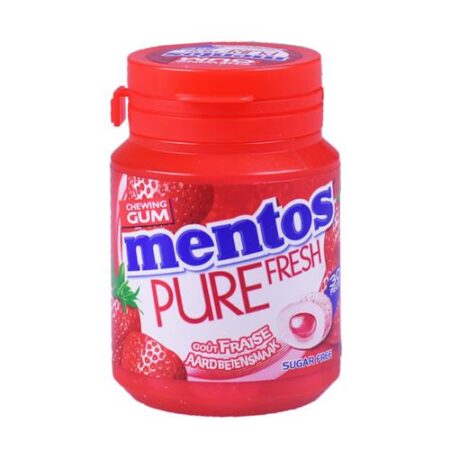 Mentos kauwgom aardbei – suikervrij 40 stuks in pot