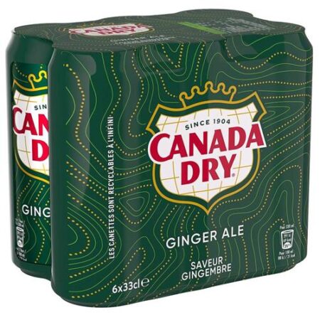 Canada Dry Ginger Ale 6 x 33cl - Sleek Blikjes - Frisdrank Met Limoen-Gembersmaak
