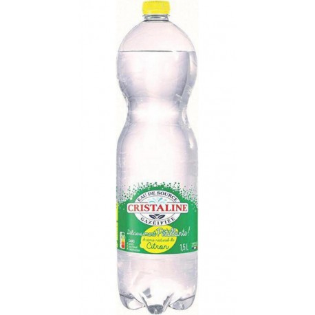 Cristaline Bruisend Bronwater Met Citroensmaak 1,5L - PET Fles - Spuitwater Met Natuurlijk Aroma