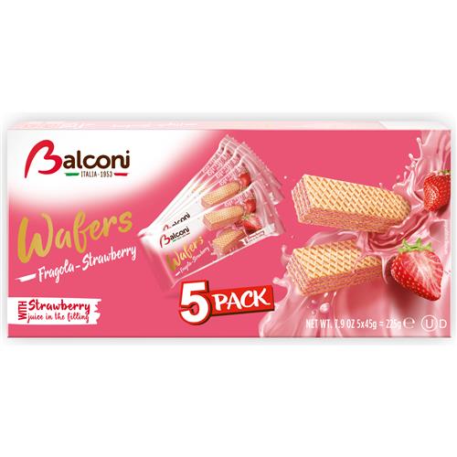 Balconi Wafels Aardbei – Apart verpakt 5x45g