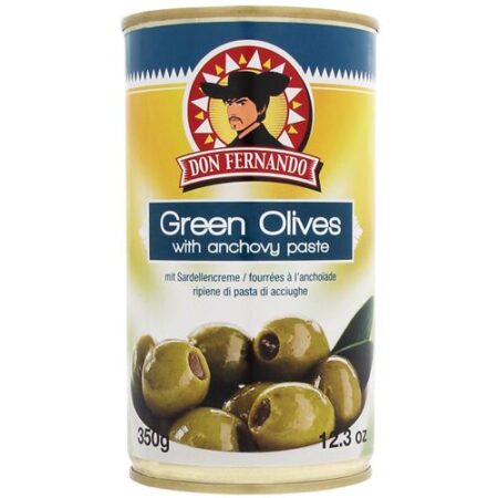 Don Fernando Groene Olijven Met Vulling Van Ansjovis – Blik – 350g