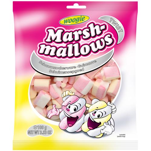 Woogie Marshmallows Twist 100g - Vanille & Aardbeienaroma