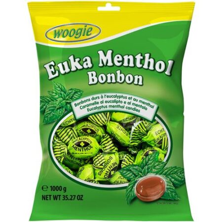 Woogie Snoepjes Eucalyptus & Menthol 1kg – Harde Karamelsnoepjes – Euka Menthol – Apart Verpakt