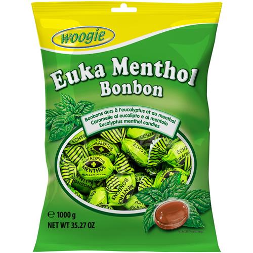 Woogie Snoepjes Eucalyptus & Menthol 1kg – Harde Karamelsnoepjes – Euka Menthol – Apart Verpakt