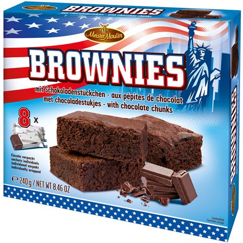 Meister Moulin Brownies Met Chocoladestukjes Apart Verpakt 8 Stuks