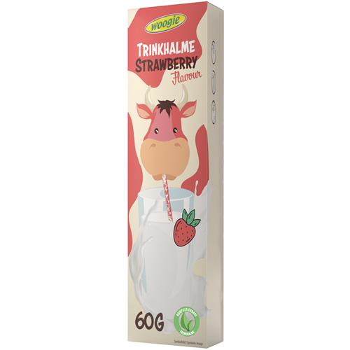 Woogie Drink Rietjes "Aardbei" 60g - Gearomatiseerde Suikerparels Met Aardbeismaak