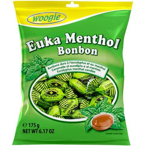 Woogie Snoepjes Eucalyptus & Menthol 175g - Harde Karamelsnoepjes - Euka Menthol - Apart Verpakt