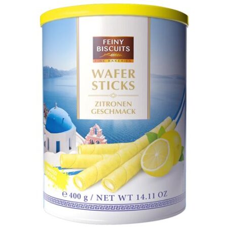 Feiny Biscuits Wafelrolletjes Citroen – Gevuld met Crèmevulling 400g