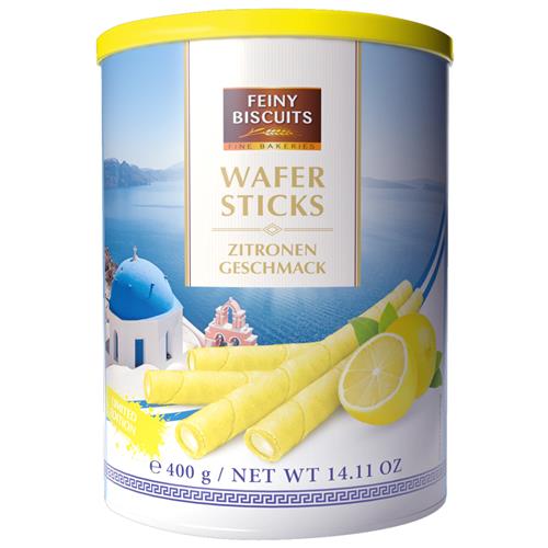Feiny Biscuits Wafelrolletjes Citroen – Gevuld met Crèmevulling 400g