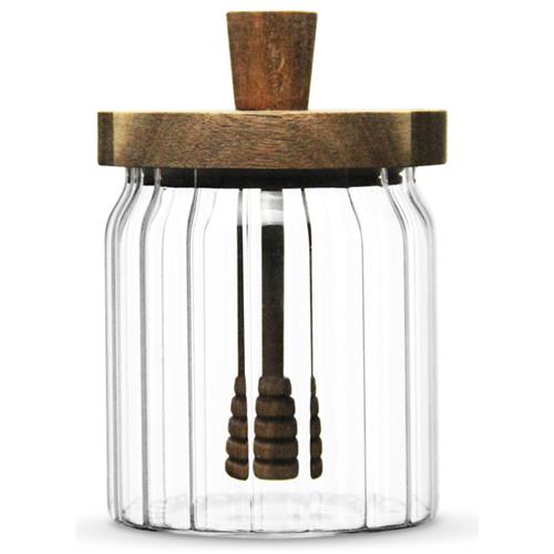 Livenza Glazen Honingpot Linea Met Houten Deksel 500ml - Afbeelding 2