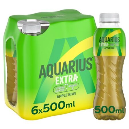 Aquarius Extra Apple Kiwi 6x500ml sportdrank met vitamines, mineralen en appel-kiwismaak