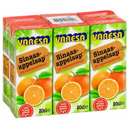 Varesa Sinaasappelsap 100% Sap 6 x 20cl – Handige Drinkpakjes