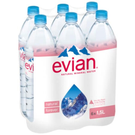 Evian Natuurlijk Mineraalwater – 6 x 1,5L – PET – Plat Water