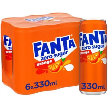 Fanta Orange Zero 6x330ml - Suikervrije Sinaasappelfrisdrank