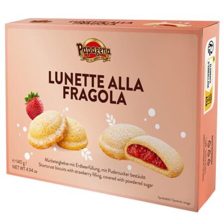 Papagena zandkoekjes met aardbeivulling en poedersuiker 140g