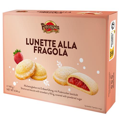 Papagena zandkoekjes met aardbeivulling en poedersuiker 140g