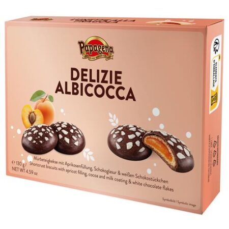 Papagena zandkoekjes met abrikozenvulling en cacaocoating 130g