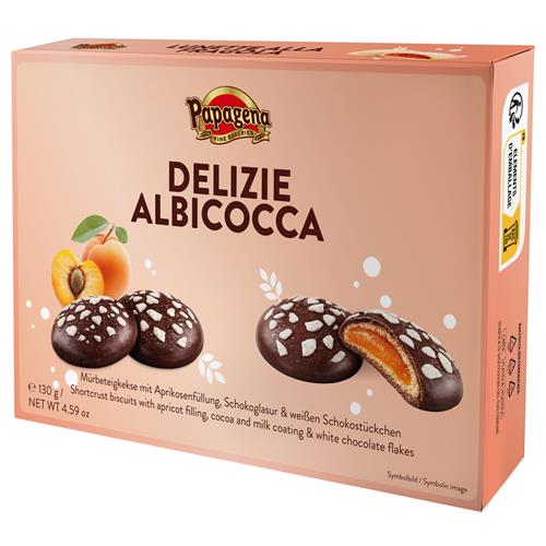 Papagena zandkoekjes met abrikozenvulling en cacaocoating 130g