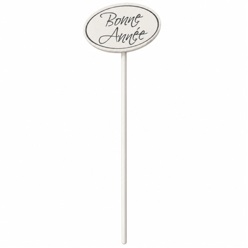 Plantenprikker - Hout - Bonne Année - 24cm