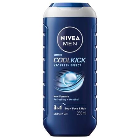 Nivea Men Cool Kick Douchegel 250ml – 3-in-1 Verfrissende Douchegel met Menthol