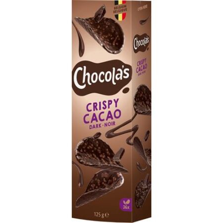 Chocola's Crispy Cacao Dark 125g Belgische pure chocolade met krokante rijst