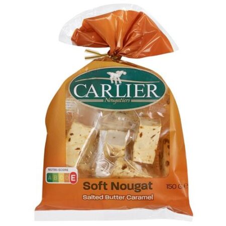 Carlier Soft Nougat 150g – Gezouten Botercaramel & Amandelen
