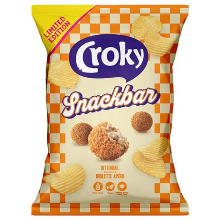 Croky Snackbar Bitterbal 130g – Krokante Chips met Bitterbalsmaak