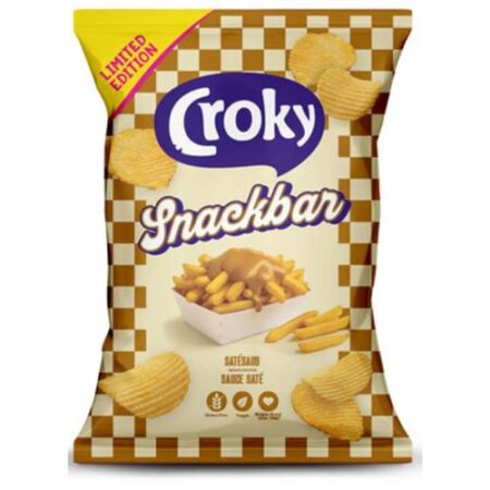 Croky Snackbar Satésaus 130g Limited Edition zak geribbelde chips met satésaussmaak