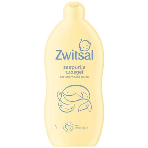 Zwitsal Zeepvrije Wasgel 700ml met calendula in gele fles voor milde babyverzorging
