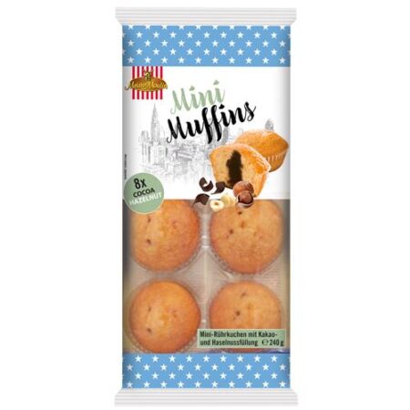 Meister Moulin Mini Muffins Cacao & Hazelnoot 240g – 8 Gevulde Muffins