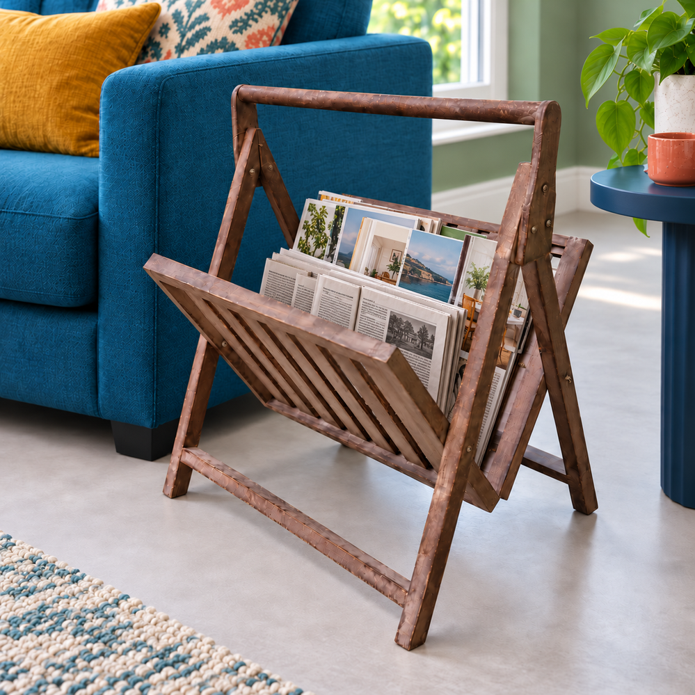 Houten Kranten- en Tijdschriftenrek H47,5cm / B43cm / D35cm - Afbeelding 2