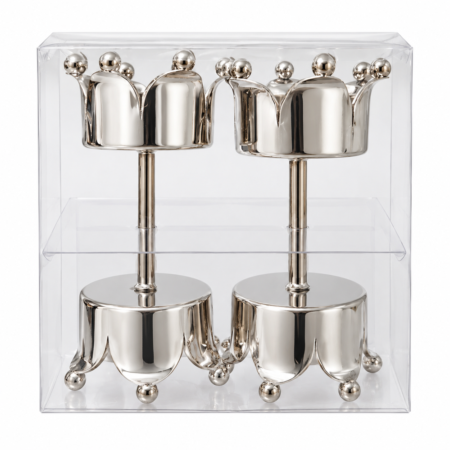 Theelichthouder op Prikker - Zilverkleurige Kroon - 4st. - H7.5cm