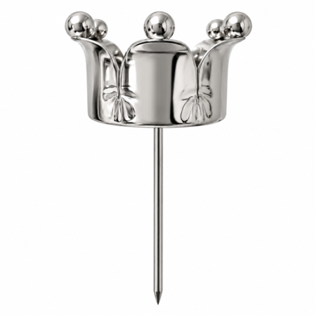 Theelichthouder op Prikker - Zilverkleurige Kroon - 4st. - H7.5cm
