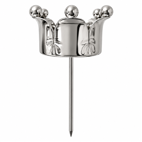 Theelichthouder op Prikker - Zilverkleurige Kroon - 4st. - H7.5cm
