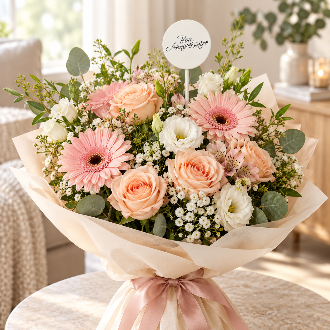 Plantenprikker - Hout - Bon Anniversaire - 30cm - Afbeelding 2
