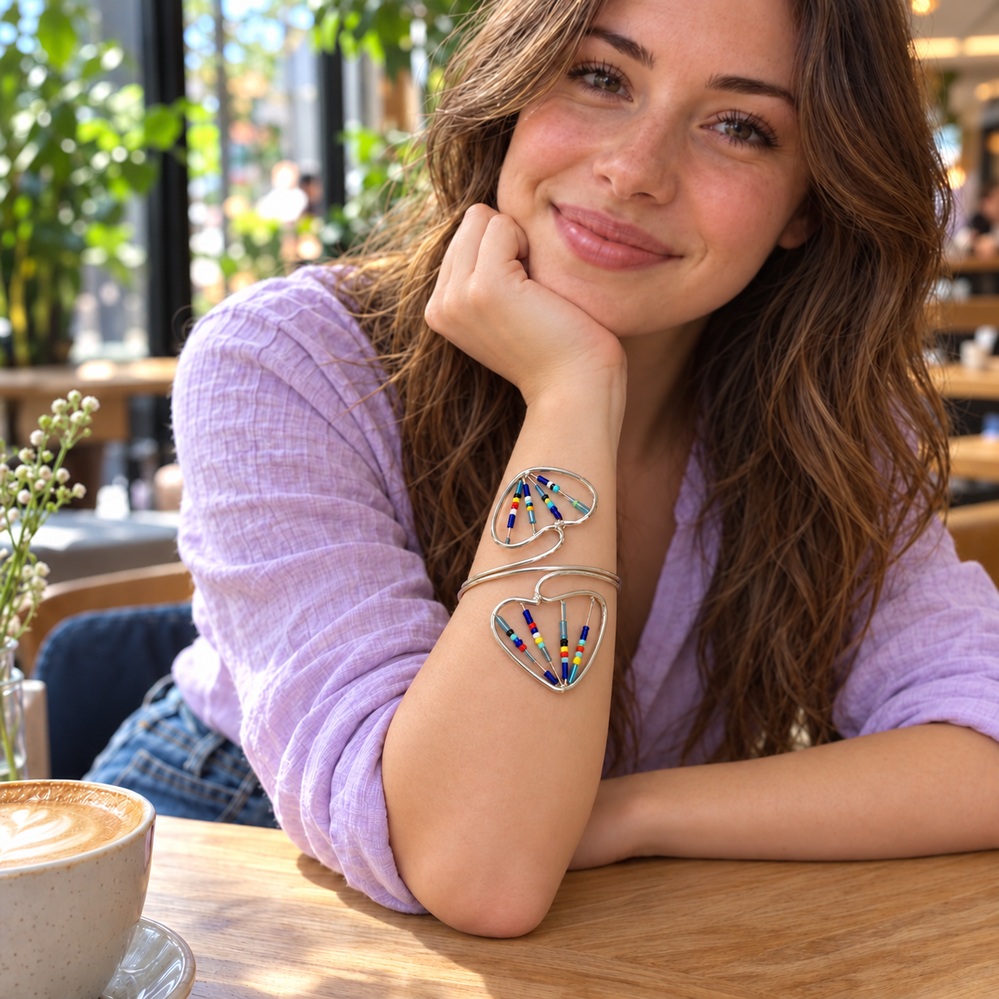 Armband Met Hartjes & Gekleurde Kralen - Afbeelding 2