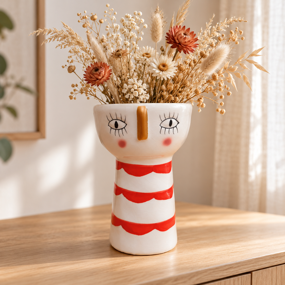Vaas met Ludiek Gezichtje - H18cm - Afbeelding 2