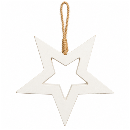Houten Ster - Wit - Hanger - Kerst