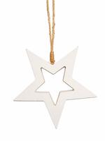 Houten Ster - Wit - Hanger - Kerst